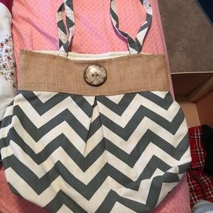 Handmade Chevron Purse w/ Burlap